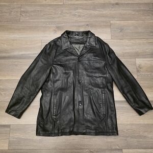 Jhane Barnes Soft New Zeeland Lamb Premium 100% Leather Coat Jacket Size 48